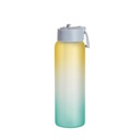 32oz/950ml Frosted Glass Sports Bottle w/ Blue Straw Lid (Gradient Color Yellow &amp; Green)
