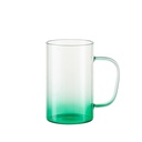 18oz/540ml Glass Mug with Handle (Clear, Gradient Green)