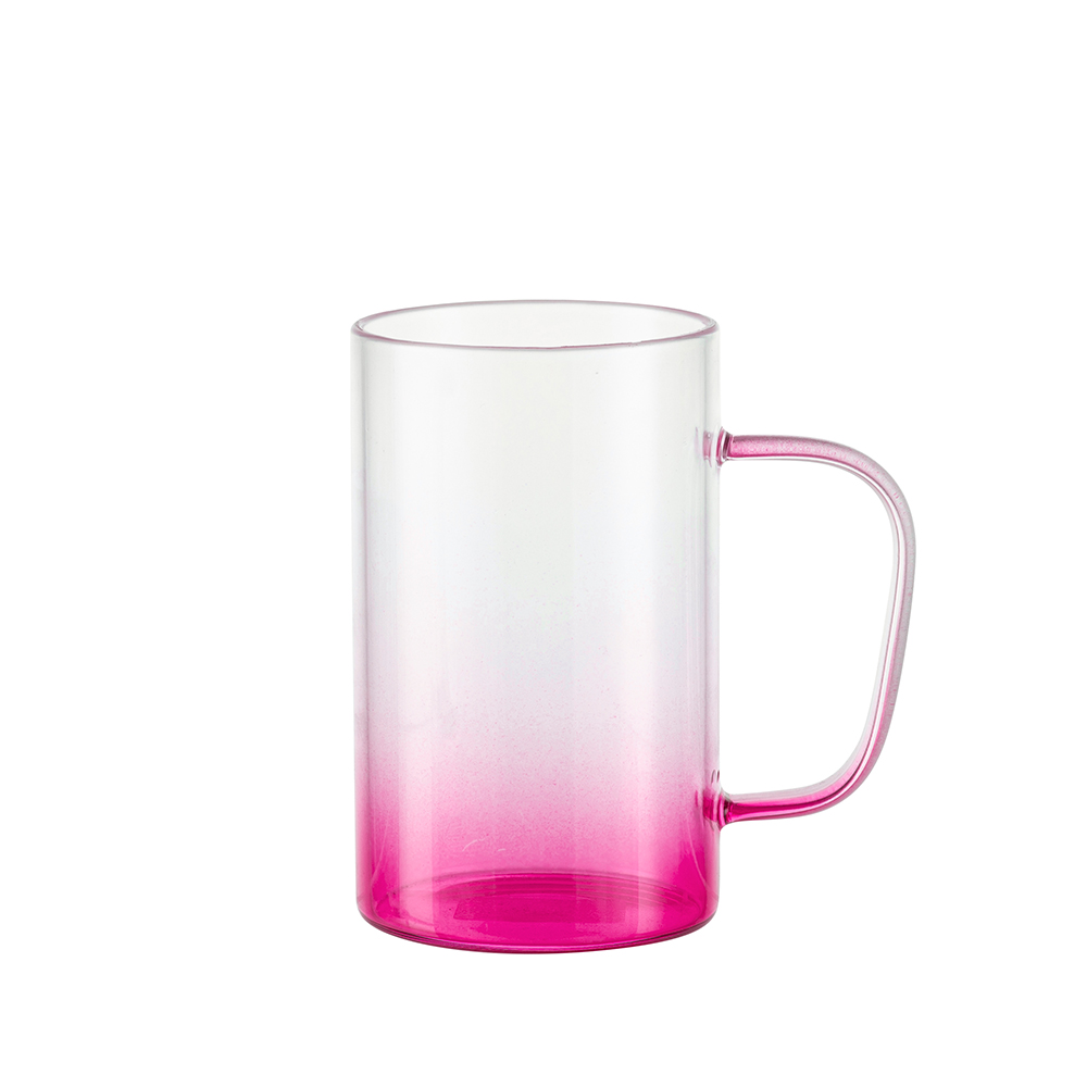18oz/540ml Glass Mug with Handle (Clear, Gradient Pink)