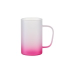 18oz/540ml Glass Mug with Handle (Frosted, Gradient Pink)