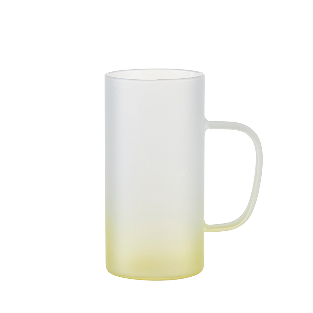 22oz/650m Glass Mug with Handle (Frosted, Gradient Yellow)