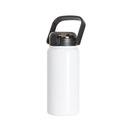 42oz/1250ml Stainless Steel Large Bottle with Flip Lock Handle Cap &amp; Straw (White)