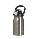 32oz/1000ml Stainless Steel Travel Bottle with Flip Lock Handle Cap &amp; Press-In Straw (Silver)

