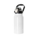 44oz/1300ml Stainless Steel Travel Bottle with Flip Lock Handle Cap &amp; Press-In Straw (White)
