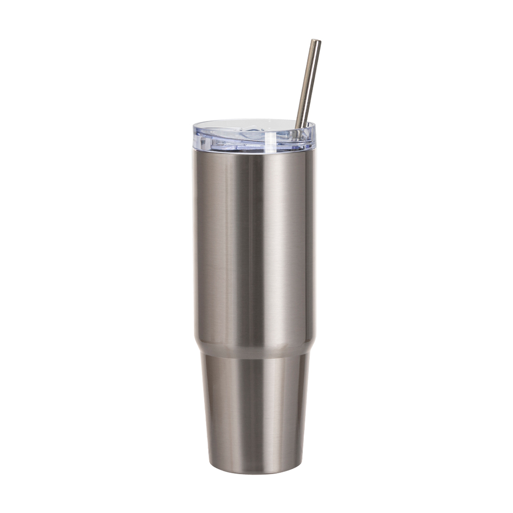 36oz/1080ml Stainless Steel Travel Tumbler with Lid &amp; Straw(Silver)