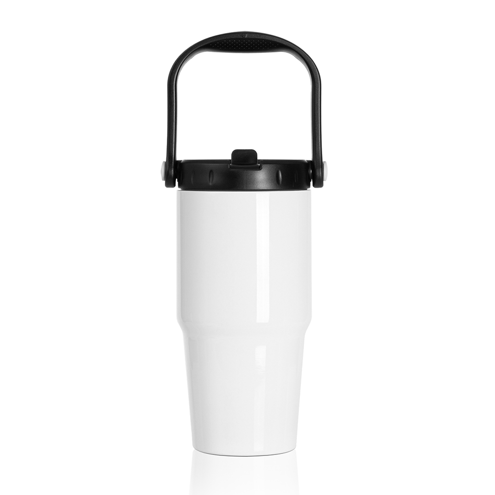 20oz/600ml Stainless Steel Travel Tumbler with Portable Lid(White)
