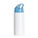 20oz/600ml White Aluminium Bottle w/ Light Blue Straw Lid