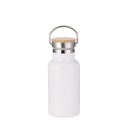12oz/350ml Portable Bamboo Lid Stainless Steel Bottle(White)