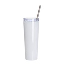 26OZ/800ml Stainless Steel Tumbler with Water Proof Lid &amp; Metal Straw (Sublimation Glossy White)