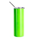 20oz/600ml  Stainless Steel Neon Travel Tumbler with Metal Straw &amp; Dust-Proof Slide Lid (Glossy Green)