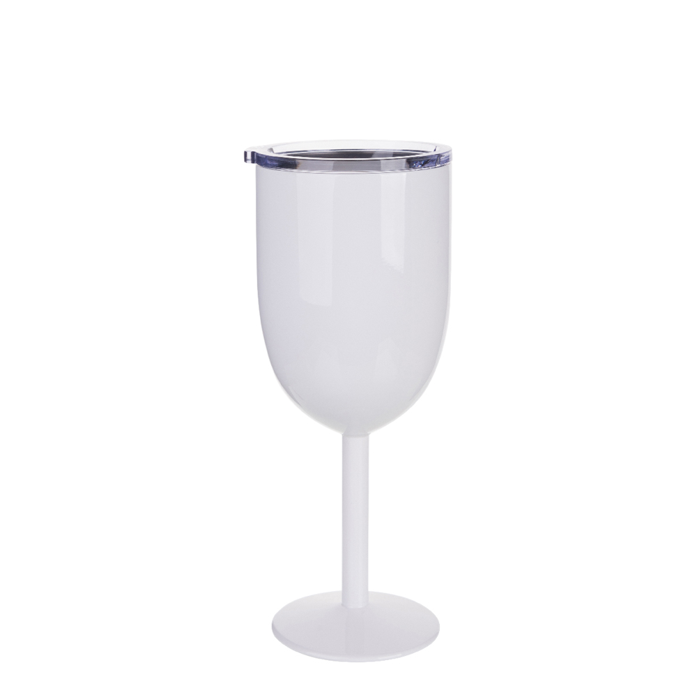 350ml Stainless Steel Wine Glass(Other,Sublimation Blank,White)