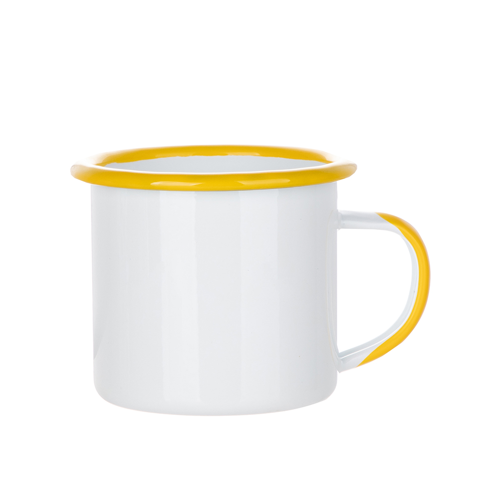 Rim &amp; Handle Color Enamel Mug(12oz/360ml,Sublimation Blank,Yellow)