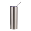 Straight Tumbler with slide lid &amp; Straw(30oz/900ml,Sublimation blank,Silver)
