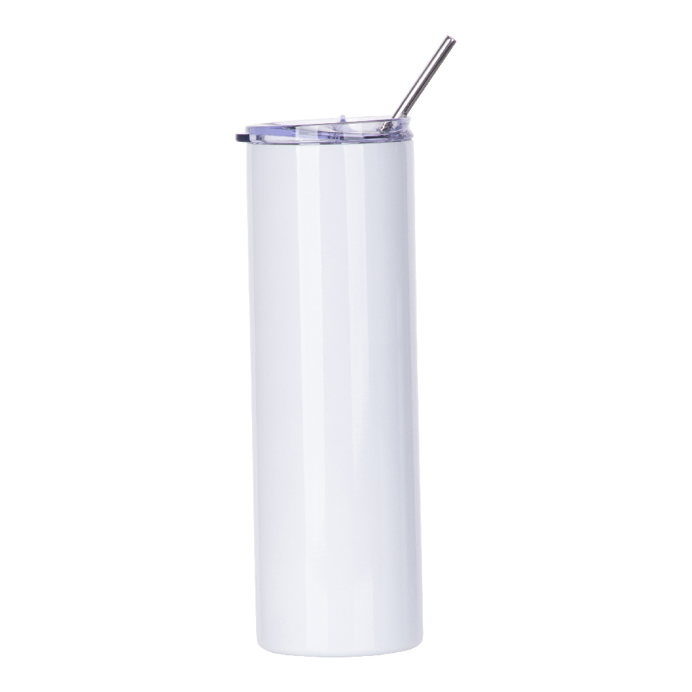 Straight Tumbler with slide lid &amp; Straw(30oz/900ml,Sublimation blank,White)