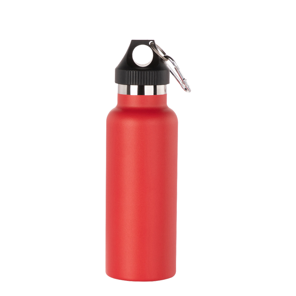 Powder Coated Sports Bottle with Plastic &amp; Carabiner Lid(17oz/500ml,Common Blank,Red)