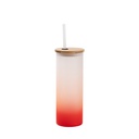 Frosted Glass Skinny Tumbler w/Straw &amp; Bamboo Lid(17oz/500ml,Sublimation Blank,Red)