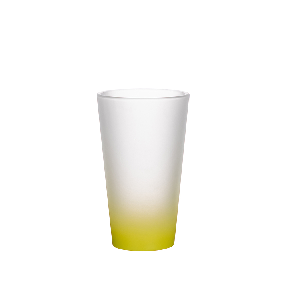 Frosted Glass Mug Gradient Color(17oz/500ml,Sublimation Blank,Lemon yellow)
