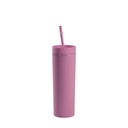 16OZ/473ml Double Wall Plastic Mug with Straw &amp; Lid (Light Purple, Paint)