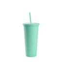 24OZ/700ml Double Wall Plastic Tumbler with Straw &amp; Lid (Light Green, Paint)