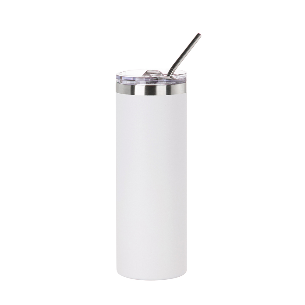 20oz/600ml Stainless Steel Tumbler with Straw &amp; Lid (Sublimation, Matt White)