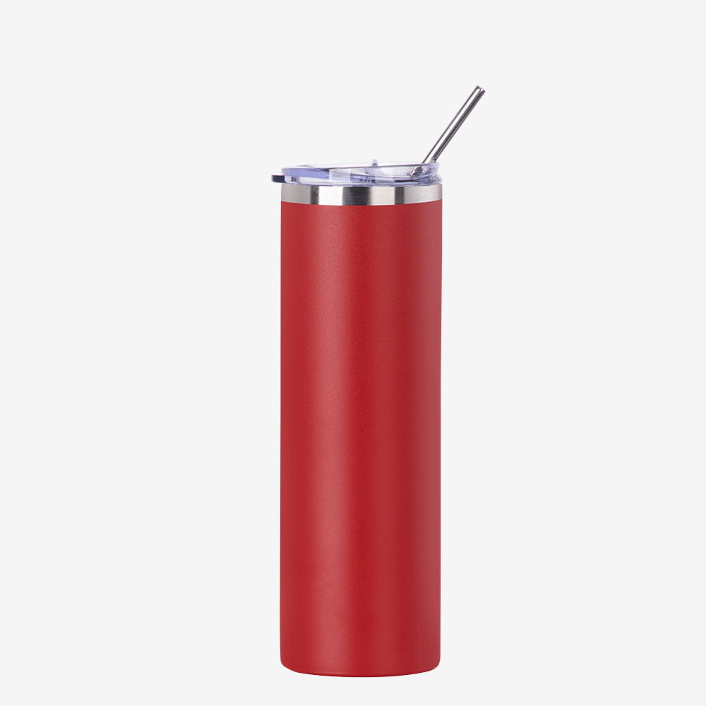 30oz/900ml Stainless Steel Tumbler with Straw &amp; Lid (Powder Coated, Red)