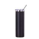 30oz/900ml Stainless Steel Tumbler with Straw &amp; Lid (Powder Coated, Black)