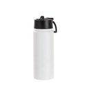 18oz/550ml Stainless Steel Water Bottle w/ Wide Mouth Straw Lid &amp; Rotating Handle (Powder Coated, White)