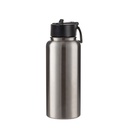 32oz/950ml Stainless Steel Flask with Wide Mouth Straw Lid &amp; Rotating Handle (Plain, Stainless steel)