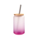13oz/400ml Glass Mugs Gradient Purple with Bamboo lid &amp; Metal Straw
