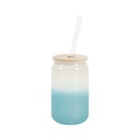 13oz/400ml Cold Color Change Glass Can with Bamboo Lid (Light Green)