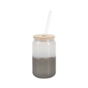 13oz/400ml Cold Color Change Glass Can with Bamboo Lid (Black)