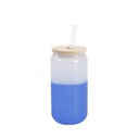 18oz/550ml Cold Color Change Glass Can with Bamboo Lid (Blue)