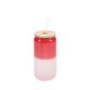 18oz/550ml Thermal Color Change Glass Can with Bamboo Lid (Red)