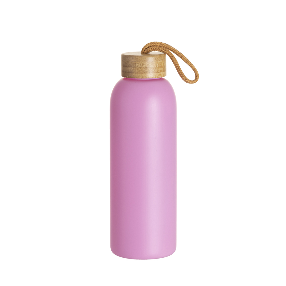 25oz/750ml Frosted Glass Bottle w/ Bamboo Lid (Purple Red)