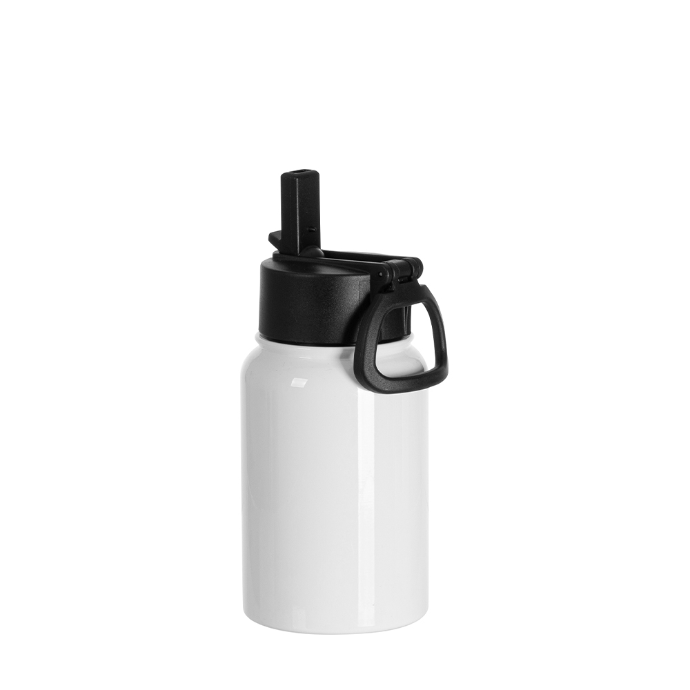 17oz/500ml Stainless Steel Water Bottle w/ Wide Mouth Straw &amp; Portable Lid (White)