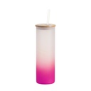 20oz/600ml Glass Skinny Tumbler w/Straw &amp; Bamboo Lid(Frosted, Gradient Purple)