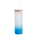 20oz/600ml Glass Skinny Tumbler w/Straw &amp; Bamboo Lid(Frosted, Gradient Light Blue)