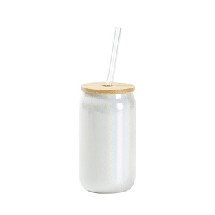 13oz/400ml Clear Sparkling Rainbow Glass Can (White)