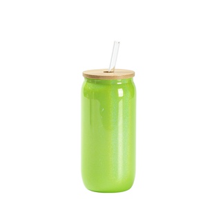 18oz/550ml Clear Sparkling Rainbow Glass Can (Green)