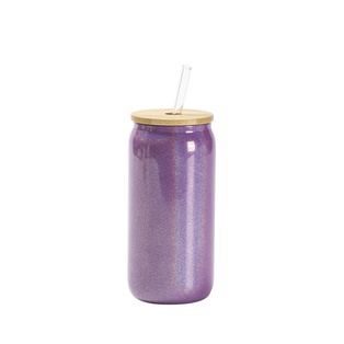 18oz/550ml Clear Sparkling Rainbow Glass Can (Purple)