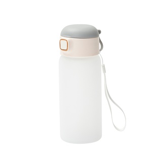 15oz/450ml Frosted Glass Kid Bottle with Pop Lid (Gray)