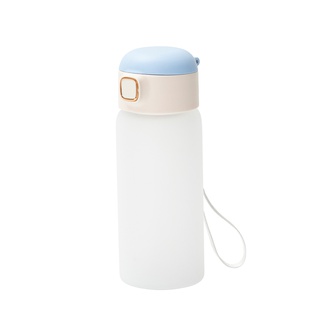 15oz/450ml Frosted Glass Kid Bottle with Pop Lid (Light Blue)