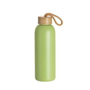 25oz/750ml Frosted Glass Bottle w/ Bamboo Lid (Green)