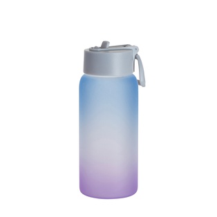 25oz/750ml Frosted Glass Sports Bottle w/ Grey Straw Lid (Gradient Color Blue & Purple)