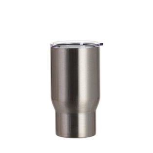 18oz/550ml Stainless Steel Travel Tumbler with Clear Flat Lid (Silver)