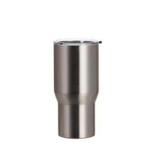22oz/650ml Stainless Steel Travel Tumbler with Clear Flat Lid (Silver)