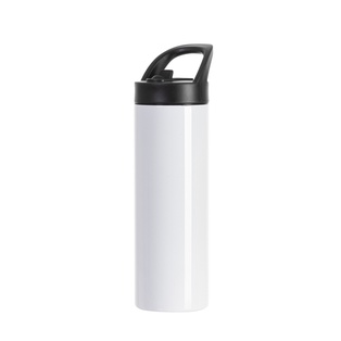 20oz/600ml Stainless Steel Skinny Tumbler with Black Portable Straw Lid(White)