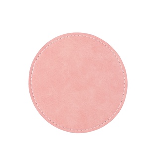 PU Leather Round Mug Coaster(Pink, 9.5cm)
