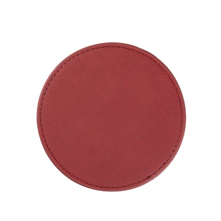Engraving Round Leather Mug Coaster(Red W/ Black, φ10cm)