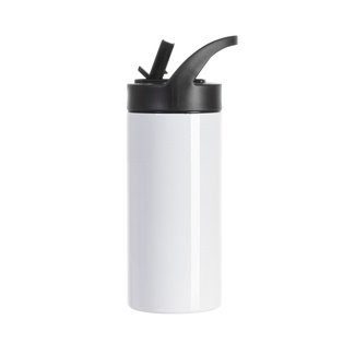 16OZ/480ml Stainless Steel Skinny Tumbler with Black Portable Straw Lid(White)